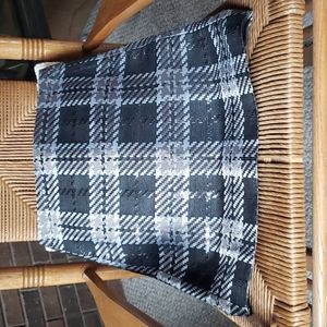 Loft plaid, mini skirt, black/gray, size 0